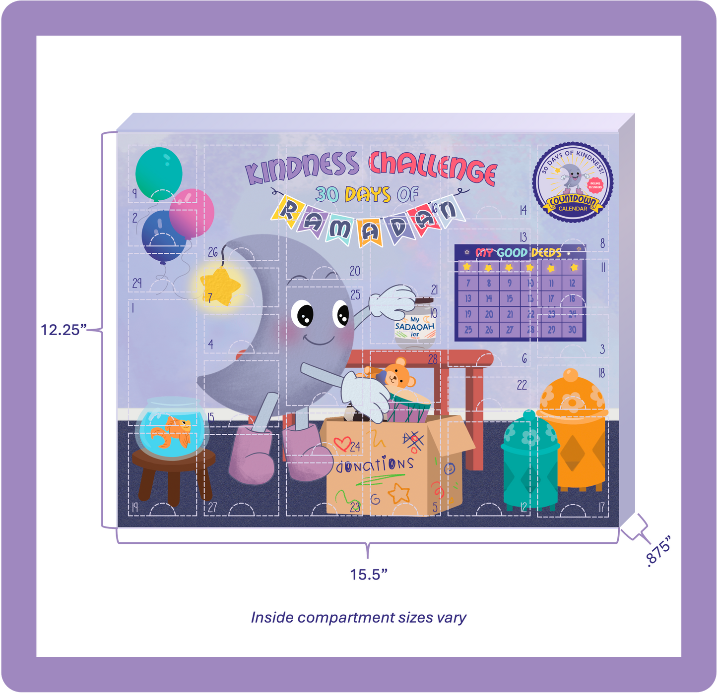 Ramadan Countdown Calendar - 30 Days of Kindness & Stickers