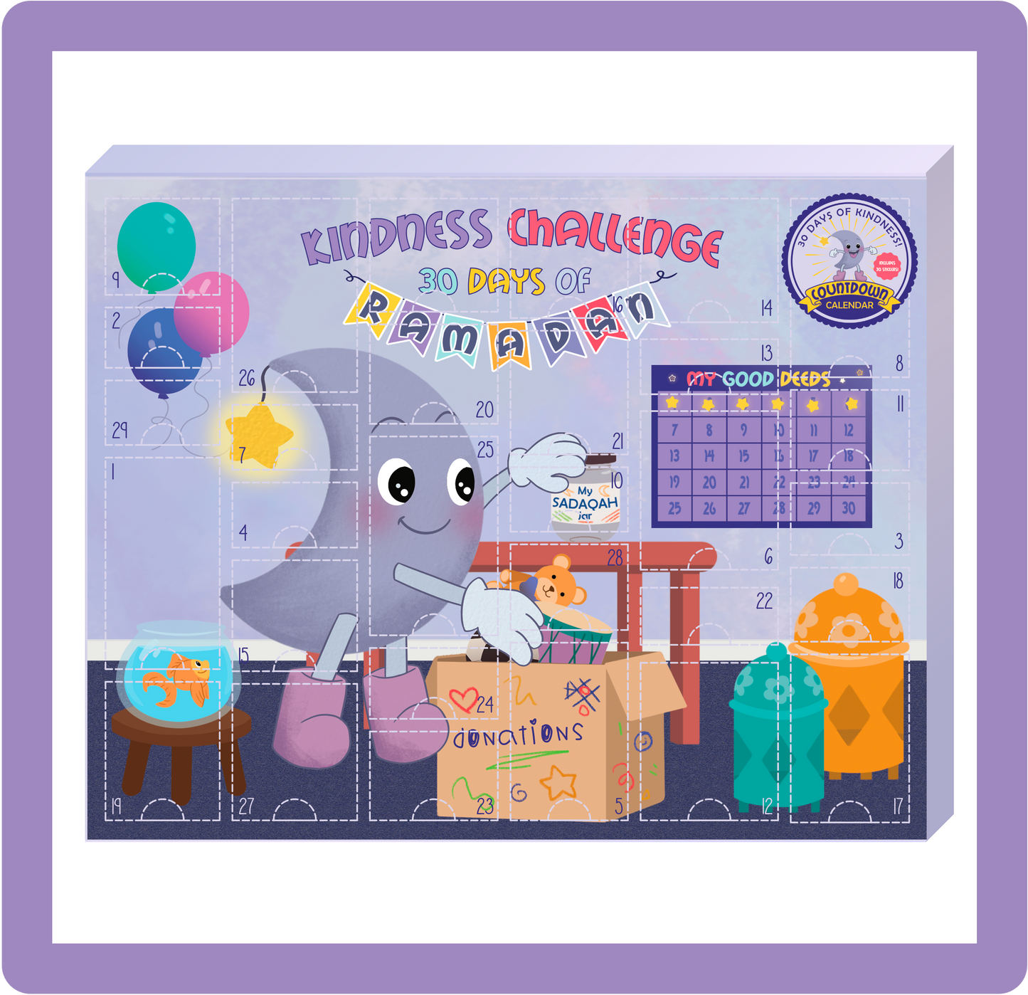 Ramadan Countdown Calendar - 30 Days of Kindness & Stickers