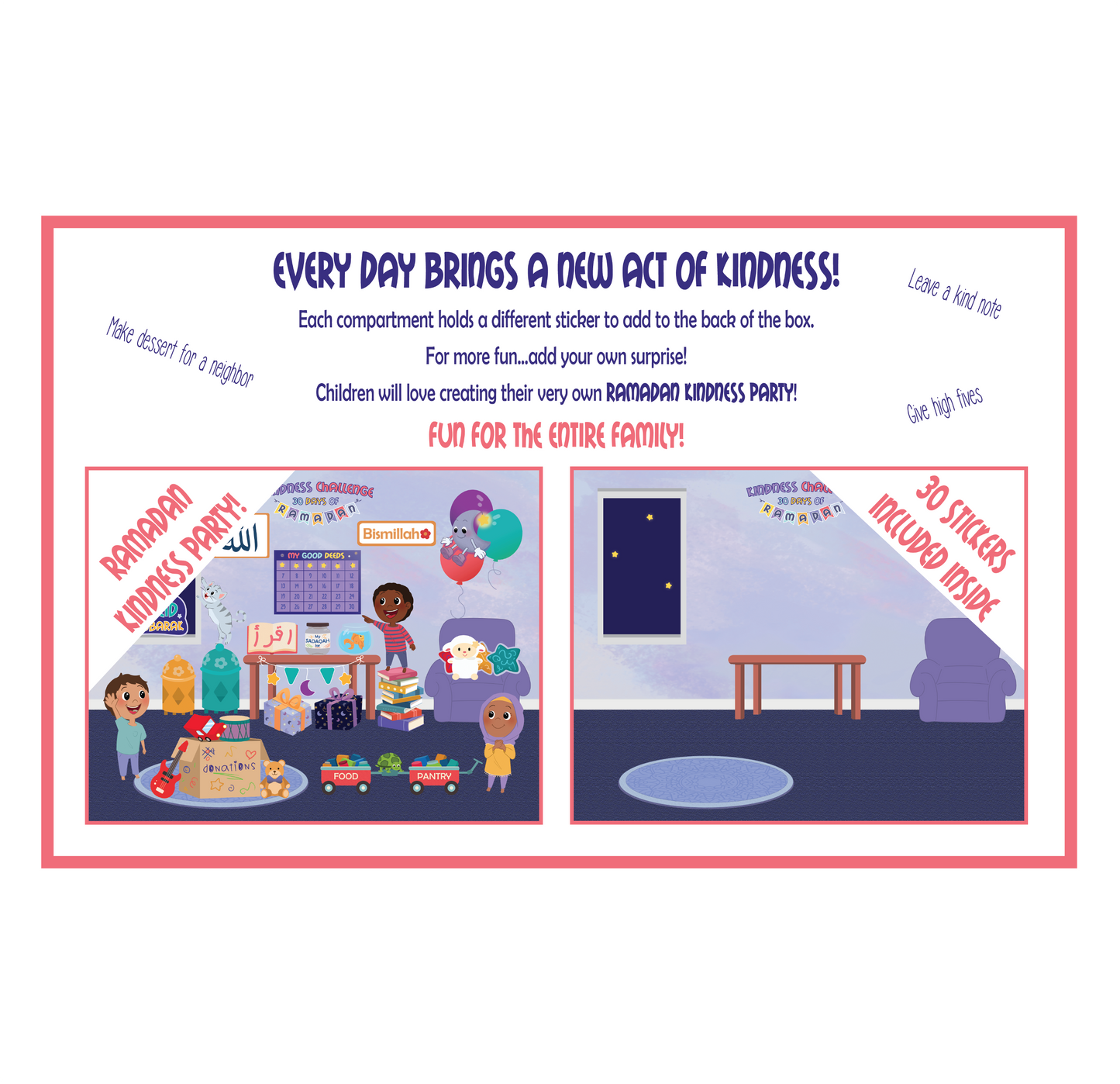Ramadan Countdown Calendar - 30 Days of Kindness & Stickers